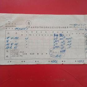 1959年4月17日，甘肃省供销合作社推销经营处自营货物验收单2，阿干副食部（生日票据，五金机电类票据）。（56-6）