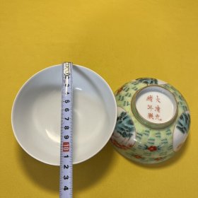 手绘开窗竹子节节高升碗