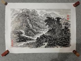 成都老画家 国画山水 山居图 原稿手绘真迹 已托裱 画心尺寸44*68厘米