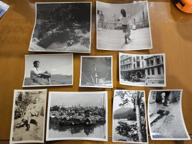 民国时期香港外国游客旅行黑白老照片一组九张
