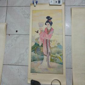 年画 古代仕女 4条屏 刘金珠作 1987年一版一印 浙江人民美术出版社 品相如图
