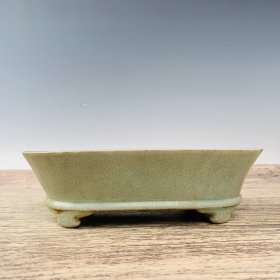 回流宋汝窑天青釉水仙盆 高7厘米直径24厘米