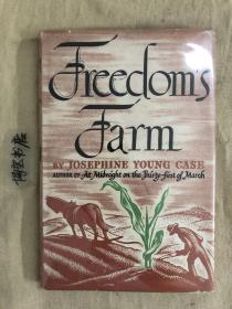 作家签名本：Freedom's Farm 《自由的农场》1946年出版，布面精装本诗集，毛边本（部分毛边未裁），英国女木版画家莱顿木刻插，带书衣