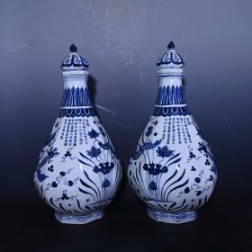 大明宣德年制郑和赏赐款青花龙纹塔瓶，高57×28厘米