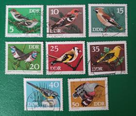 德国邮票 东德 1973年鸣禽 8全销