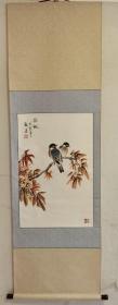 【保真】观道，字祥云，潜心轩居士，启蒙于芥子园，师从八大，书从颜，柳，欧，赵，后习二王，绘画擅写意花鸟，尤善画雄鹰，人称“鹰王”。现为中国书画研究会会员，山东名人促进会会员。《秋枫》画芯46*70 原裱 立轴