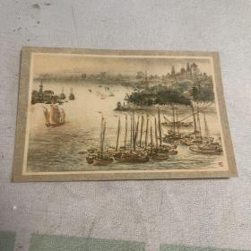 1956年 老画片 上海港的早晨 钱瘦铁作