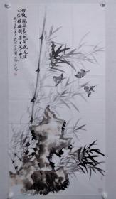 保真书画，著名画家，刘乃伦四尺整纸国画作品《雨后》尺寸:13769.5刘乃伦，中国美术家协会会员，胶州市美术家协会副主席，胶州画院名誉院长，胶州昆仑书画研究院院长。