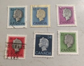 加拿大1982 年伊丽莎白女王普票 邮票6枚，随机发