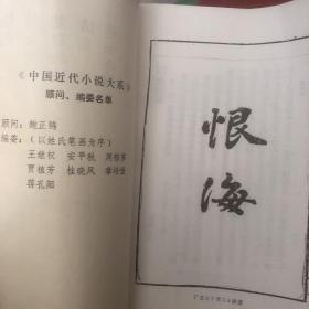 中国近代小说大系 恨海 劫余灰 发财秘诀 情变 瞎编奇闻 白话西厢记 短篇小说十二篇