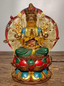 旧藏古法老琉璃彩绘佛像   准提佛母菩萨全像一尊