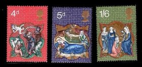 英国邮票  1970年  圣诞节 宗教绘画  3全新