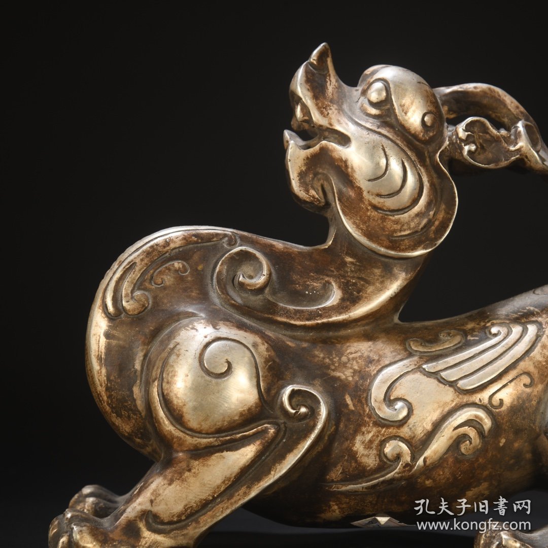 旧藏 老铜胎神兽摆件