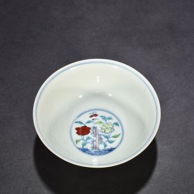 明成化斗彩湖石花卉纹宫碗 7*15.5厘米