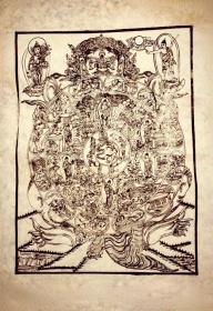 民国藏区版画《六道轮迴图》和《十八罗汉图》，尺寸75*51cm.这里的特色是在民国时期日本僧人从藏区带回日本的木版印刷，所以不同于四川德格印经院流出来的版画。