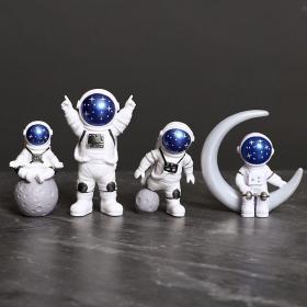 创意宇航员小摆件四件套桌面太空人客厅电视柜儿童房布置家居装饰摆设品
