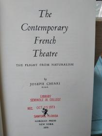 The Contemporary French Theatre: The Flight from Naturalism