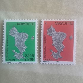 B602马约特邮票2001年 普通邮票 马约特岛及其附属岛屿的地图 新 2全 小票