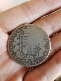 英国1844年维多利亚半克朗银币,品相如图,稀少品种,高银。保真，包挂号，非假不退
