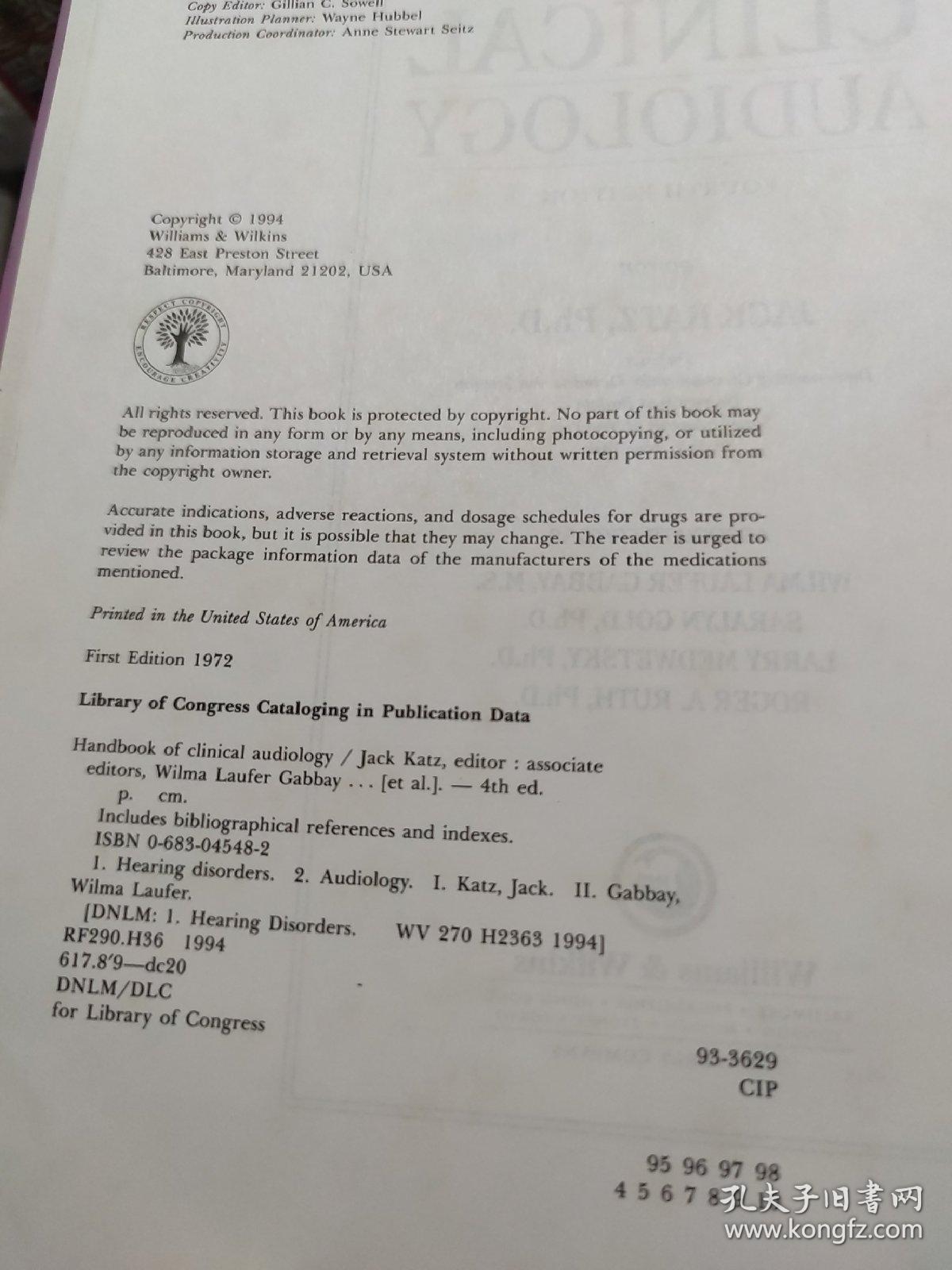 handbook of clinical audiology 临床听力学手册