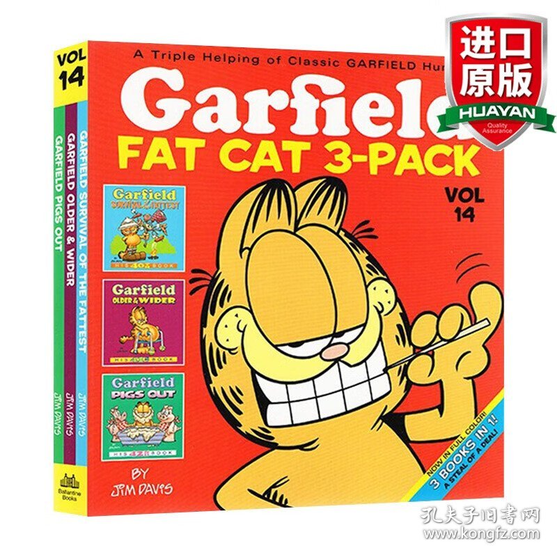 英文原版 Garfield Fat Cat 3-Pack #14 加菲猫漫画3本套装14 英文版 进口英语原版书籍