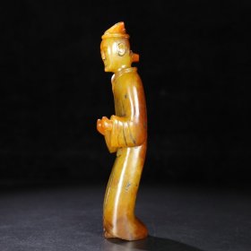 旧藏 和田玉人，玉质细腻油润，包浆老道 尺寸 长 5.2厘米，宽 3.8厘米，高 19厘米，重 469克！