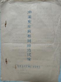 油茶炭疽病林间防治试验  1972年  16开油印本 孔网唯一