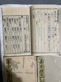 毛笔题签   罕见   清同治   精刻本   大开本《本草纲目》本草纲目图3卷+本草纲目52卷+脉诀脉学+奇经八脉考+万方针线8卷合订27厚册  一大套缺卷14一册