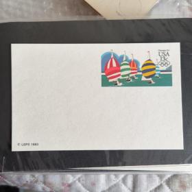 F3204美国 1983 洛杉矶奥运会帆船主办国 邮资片13美分