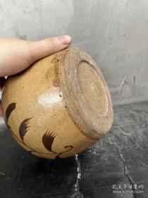 宋金元时期，磁州窑褐彩花卉黄釉存钱罐，可议价