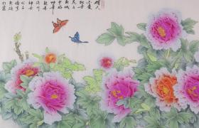 国家一级美术师著名工笔画画家孙老师四尺水晶牡丹