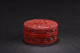 剔红漆器八宝吉祥盒 高3.5cm 直径7cm 重108克