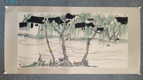 吴冠中 山水画心，尺寸 67 X 138 cm 。