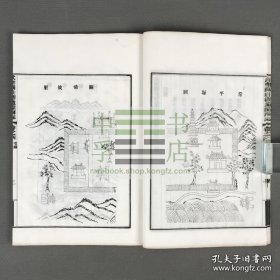 【内含67幅木版画、开本宽大、刊印精良】《武圣关壮缪遗迹图志》原装原函四册全