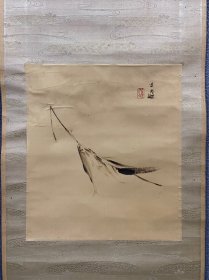 森田光达，近现代日本漆画家，精品小品漆画《香鱼》，民国时期原题共箱，罕见作品，且遇且珍惜。