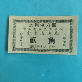 63年水利电力部食堂流通劵