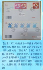 2023年生肖兔小本票叠色样张5联票特殊贴法原地首日实寄封（盖山西“西百兔”日戳）