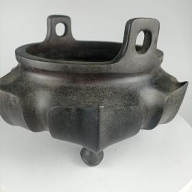 古董  古玩收藏  铜器  铜香炉   尺寸长宽高:23/23/16厘米 重量：5.9斤