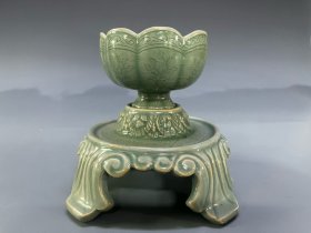 宋高丽青瓷茶盏高13厘米杯高6厘米直径8.2厘米