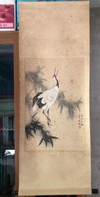 刘楠绘挂轴：竹鹤图