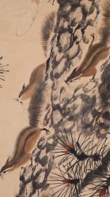 旧藏 近代大画家 高剑父 绘松树图 精品卷轴 尺寸：长95.5公分 宽44.5公分