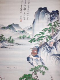 唐寅春游女几山图织锦画，原品藏于上海博物馆。杭州都锦生丝织厂建国后作品，138x42cm立轴。画中有诗题曰：“女几山头春雪消，路旁仙杏发柔条。心期此日同游赏，载酒携琴过野桥。”这首诗点明了画家邀友同游春山的主题，意境深远，景致优美。