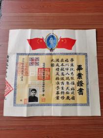 稀少款1951年带毛像毕生证书 福建省福州商业职业学校 带400税花票