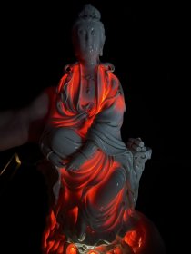 旧藏 明德化窑何朝宗款自在观音一尊 高46×24厘米