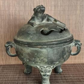 古董  古玩收藏  铜器   铜熏炉   尺寸长宽高:16.5/12/16.5厘米 重量3斤