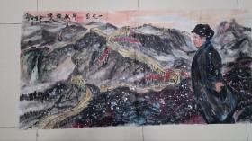 一定要解放台湾，国画，130*70厘米，宣纸，有裂有破有补，看图自鉴