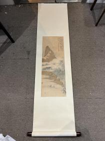 【铁牍精舍】【名家字画】【民轴15】徐说岩青绿山水人物立轴，画芯82.5x29.6cm，徐说岩，苏州人，苏州美专茉莉书画会成员，著有《说岩山水写生画稿》等。