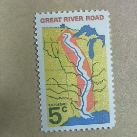 USA111美国1966大河航道开通地图 雕刻版 1全新 外国邮票