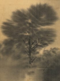日本名家绘画：尾竹竹坡《观溪图》（保真）