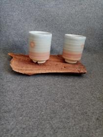 萩烧 对杯 天龙窑